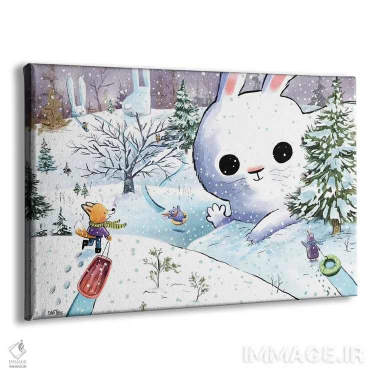 تابلو تپه سورتمهسواری زمستانی اثر دن تاویس - نمای پرسپکتیو محصول