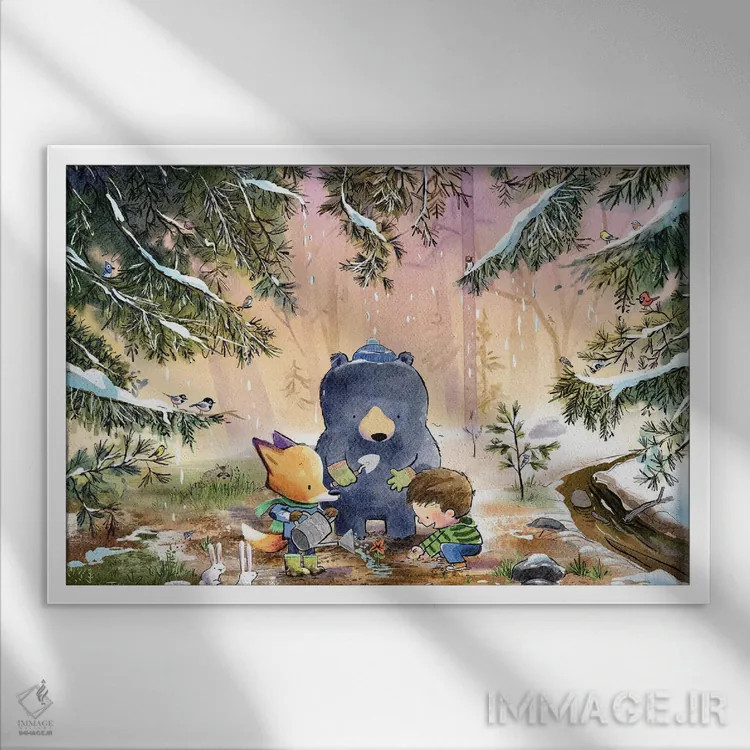 تابلو در پایان زمستان اثر دن تاویس - نمای قابدار سفید