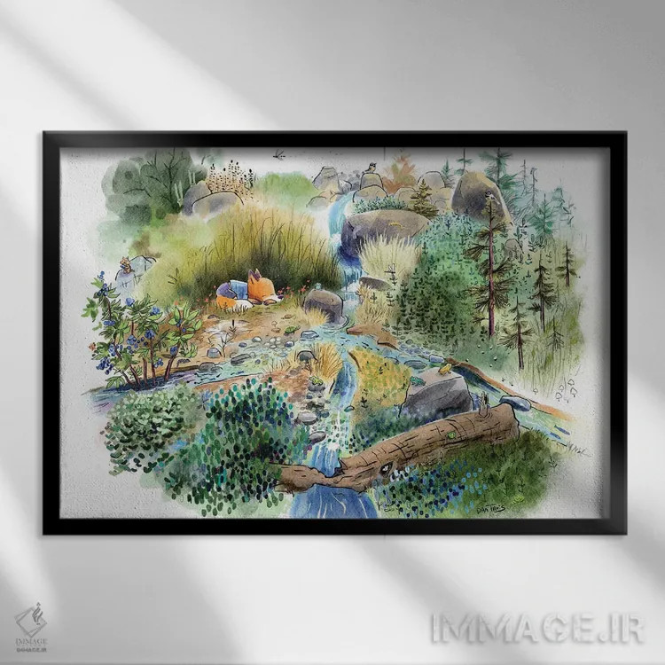 تابلو خواب تابستانی اثر دن تاویس - نمای قابدار مشکی