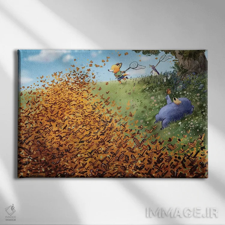 تابلو مزرعه پروانهها اثر دن تاویس - نمای روبهرو روی دیوار