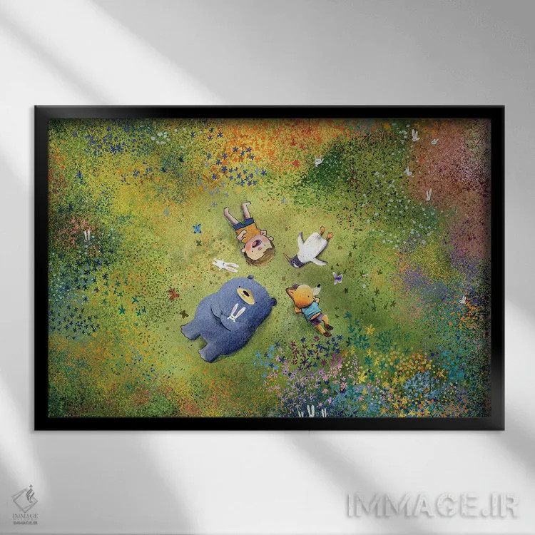 تابلو اندیشههای بهاری اثر دن تاویس - نمای قابدار مشکی