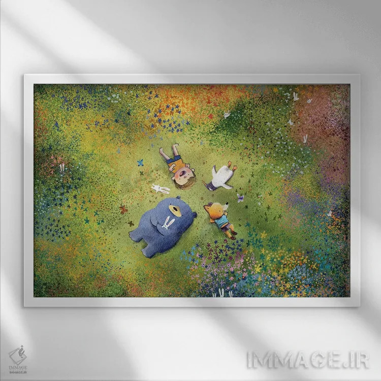 تابلو اندیشههای بهاری اثر دن تاویس - نمای قابدار سفید