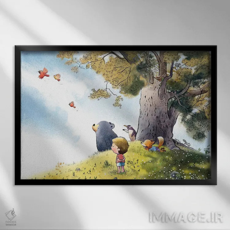 تابلو پرواز تابستانی اثر دن تاویس - نمای قابدار مشکی