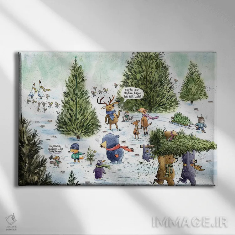 تابلو یافتن درخت کریسمس کامل اثر دن تاویس - نمای روبهرو روی دیوار