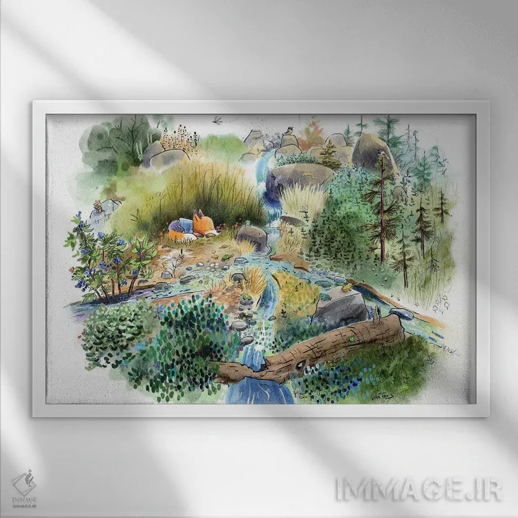 تابلو خواب تابستانی اثر دن تاویس - نمای قابدار سفید