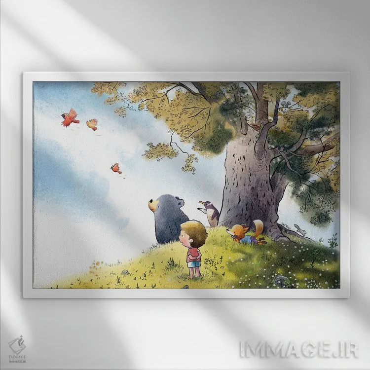 تابلو پرواز تابستانی اثر دن تاویس - نمای قابدار سفید