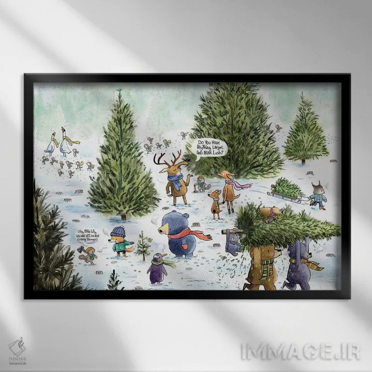 تابلو یافتن درخت کریسمس کامل اثر دن تاویس - نمای قابدار مشکی