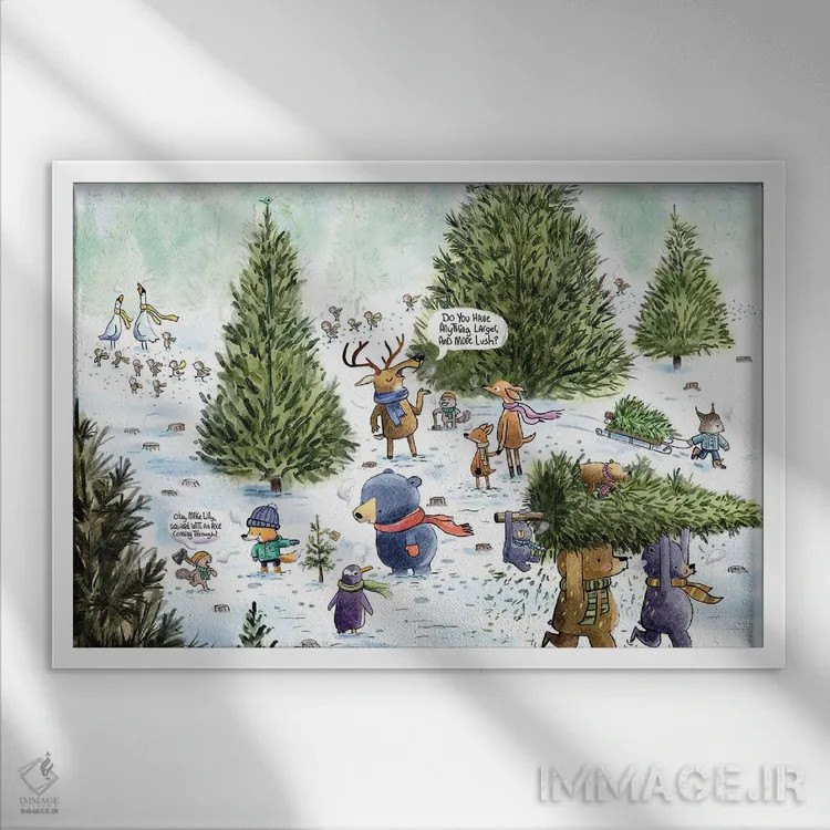 تابلو یافتن درخت کریسمس کامل اثر دن تاویس - نمای قابدار سفید