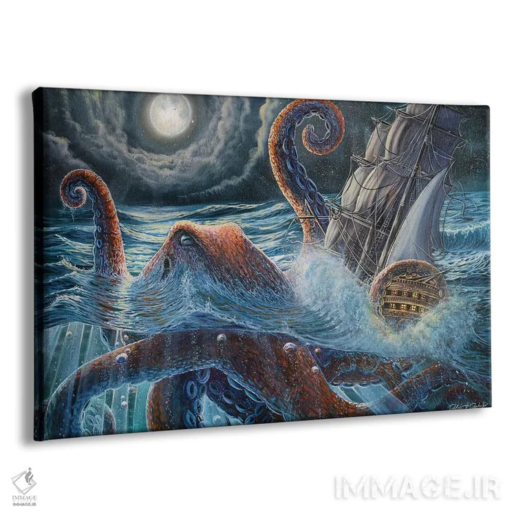 تابلو کراکن دو (هیولای دریایی افسانهای) اثر دکوتا دیتویلر - نمای پرسپکتیو محصول