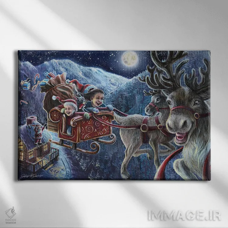 تابلو سورتمهسواری کریسمس اثر دکوتا دیتویلر - نمای روبهرو روی دیوار