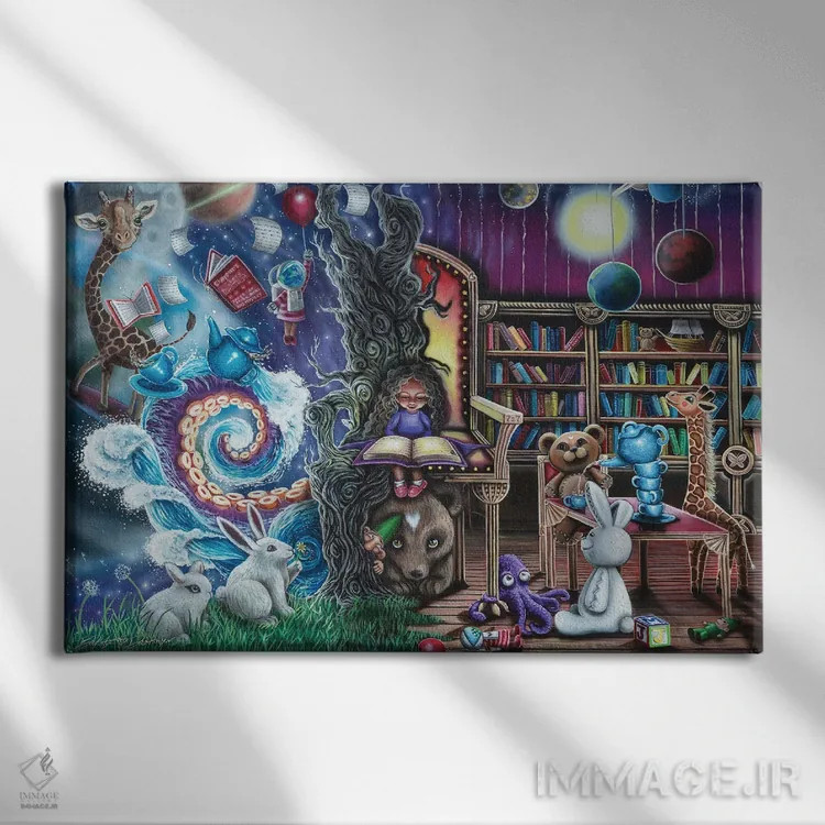 تابلو جهان هیزل (نام) اثر دکوتا دیتویلر - نمای روبهرو روی دیوار