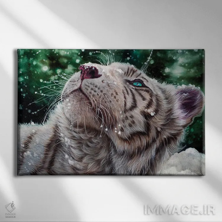 تابلو ببر برفی اثر دکوتا دیتویلر - نمای روبهرو روی دیوار
