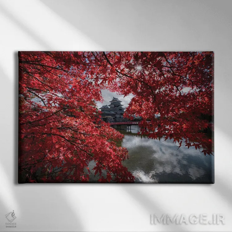 تابلو قلعه ماتسوموتو هفدهم (ژاپن) اثر دایسوکه اوئهماتسو - نمای روبهرو روی دیوار