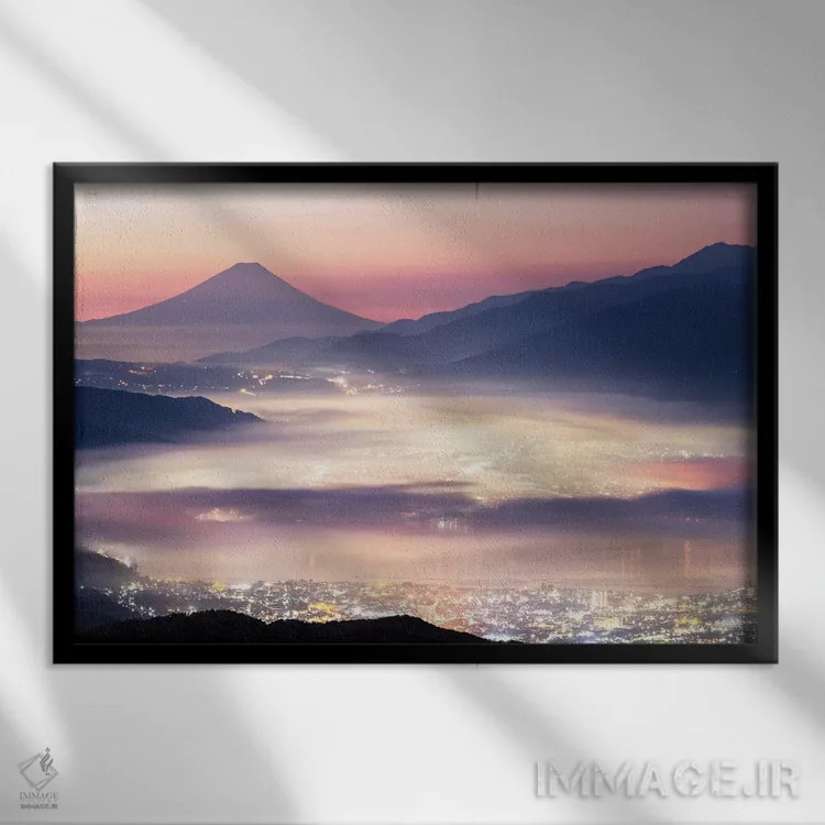 تابلو کوه فوجی ده اثر دایسوکه اوئهماتسو - نمای قابدار مشکی