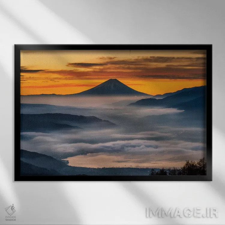 تابلو کوه فوجی چهارده اثر دایسوکه اوئهماتسو - نمای قابدار مشکی