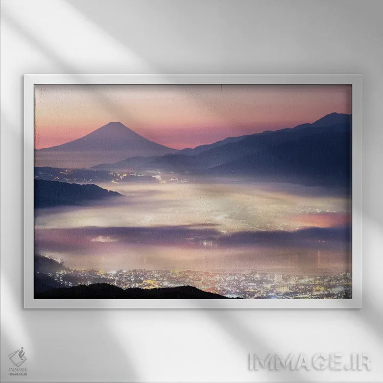 تابلو کوه فوجی ده اثر دایسوکه اوئهماتسو - نمای قابدار سفید