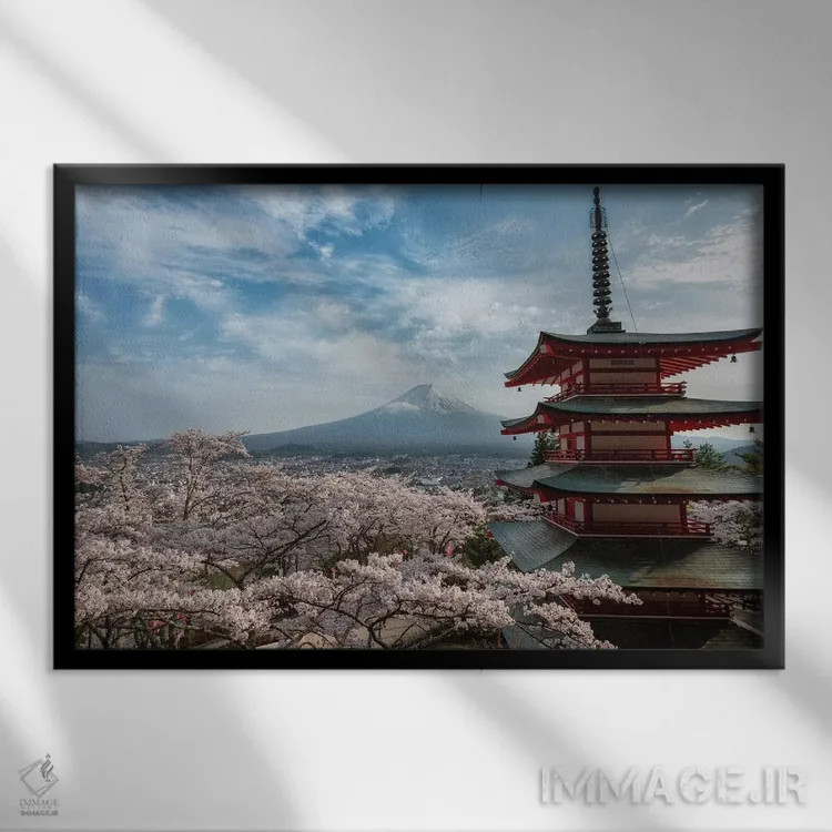 تابلو کوه فوجی سیزده اثر دایسوکه اوئهماتسو - نمای قابدار مشکی