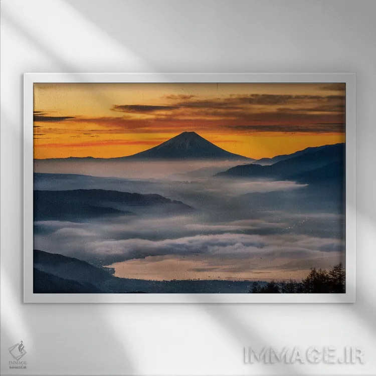 تابلو کوه فوجی چهارده اثر دایسوکه اوئهماتسو - نمای قابدار سفید