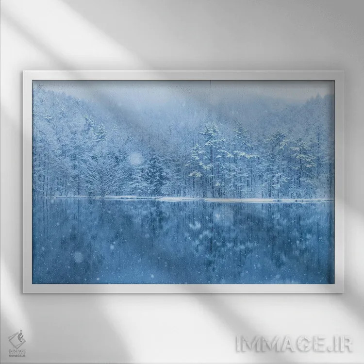 تابلو زمستان در ژاپن سه اثر دایسوکه اوئهماتسو - نمای قابدار سفید