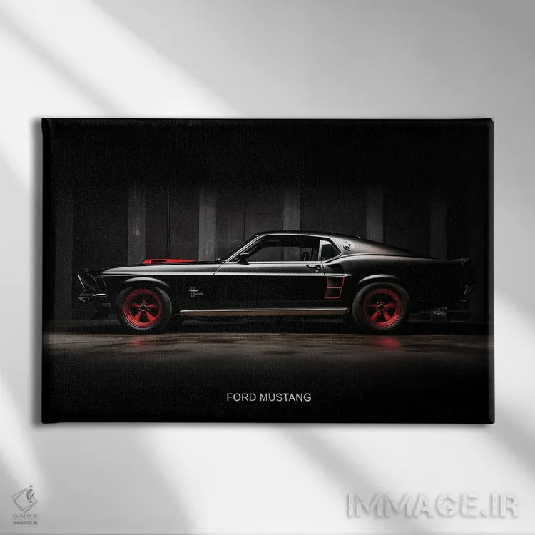 تابلو فورد موستانگ اثر دورو آرت (استودیو هنری) - نمای روبهرو روی دیوار