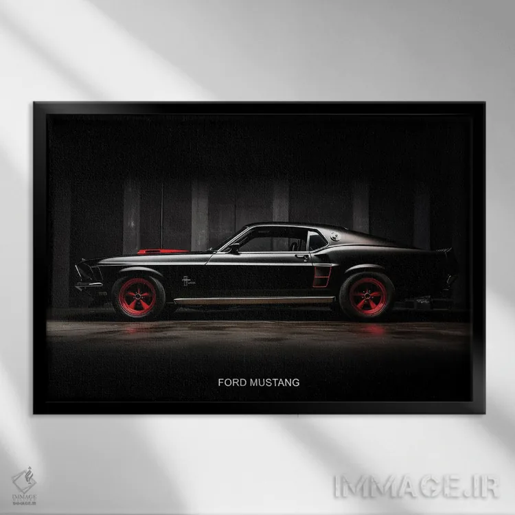 تابلو فورد موستانگ اثر دورو آرت (استودیو هنری) - نمای قابدار مشکی