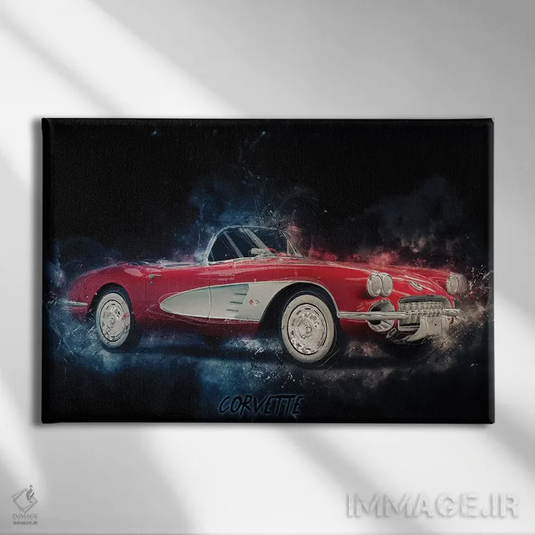 تابلو کوروت (ماشین شورولت) اثر دورو آرت (استودیو هنری) - نمای روبهرو روی دیوار