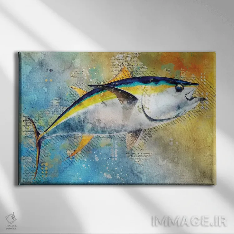 تابلو ماهی بزرگ آبی اثر دورو آرت (استودیو هنری) - نمای روبهرو روی دیوار