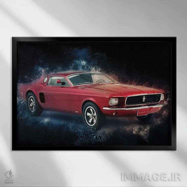 تابلو موستانگ (فورد) اثر دورو آرت (استودیو هنری) - نمای قابدار مشکی