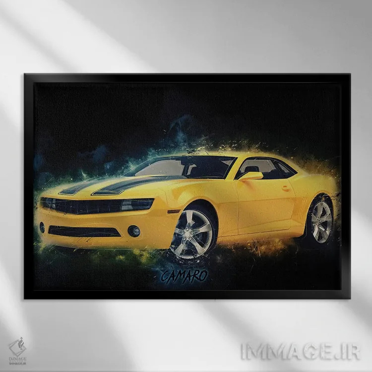 تابلو کَمَرو (ماشین شورولت) اثر دورو آرت (استودیو هنری) - نمای قابدار مشکی