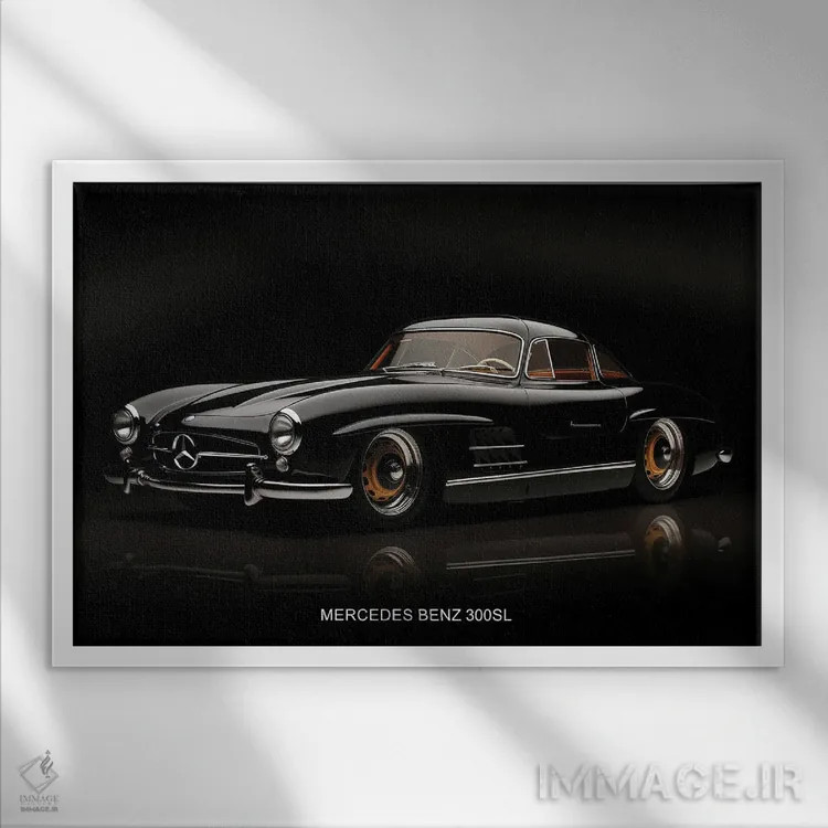 تابلو مرسدس بنز 300SL اثر دورو آرت (استودیو هنری) - نمای قابدار سفید