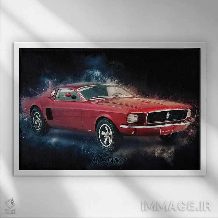 تابلو موستانگ (فورد) اثر دورو آرت (استودیو هنری) - نمای قابدار سفید
