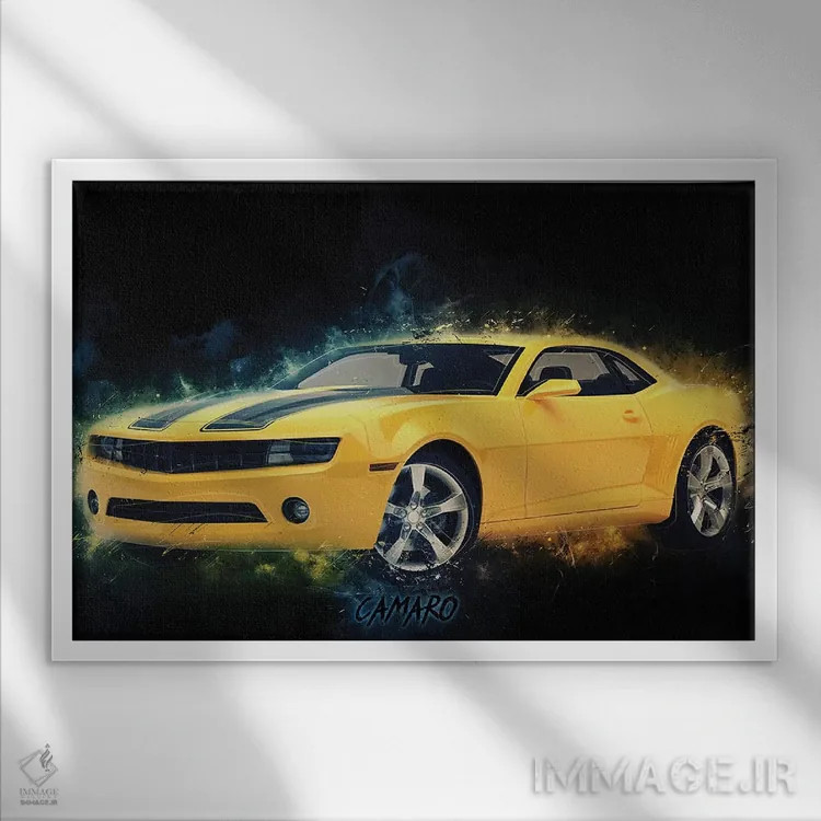 تابلو کَمَرو (ماشین شورولت) اثر دورو آرت (استودیو هنری) - نمای قابدار سفید