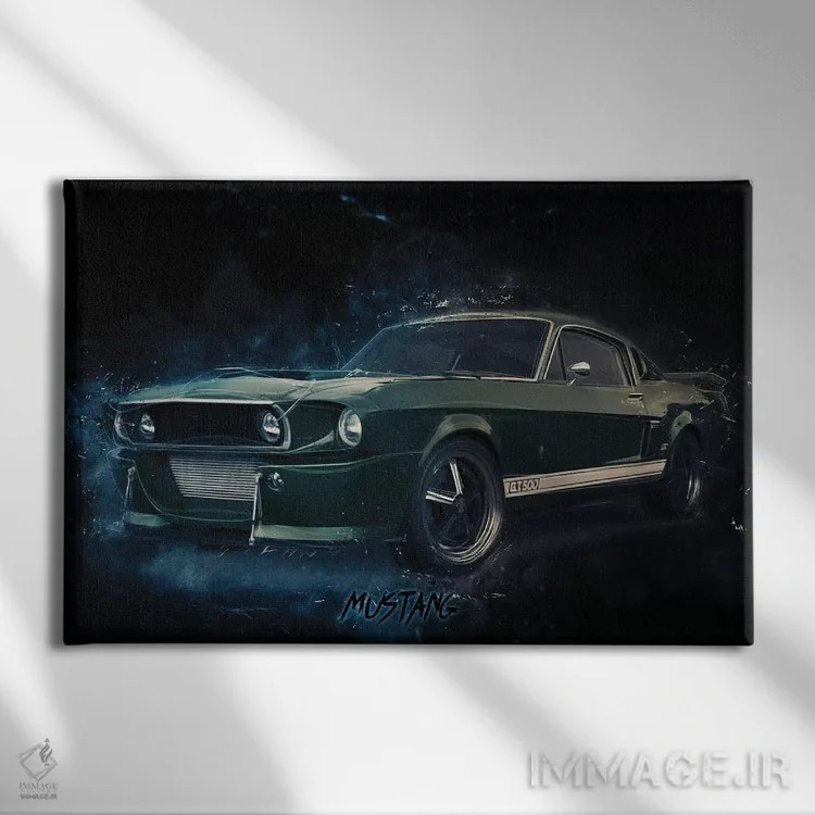 تابلو موستانگ الینور (فورد) اثر دورو آرت (استودیو هنری) - نمای روبهرو روی دیوار