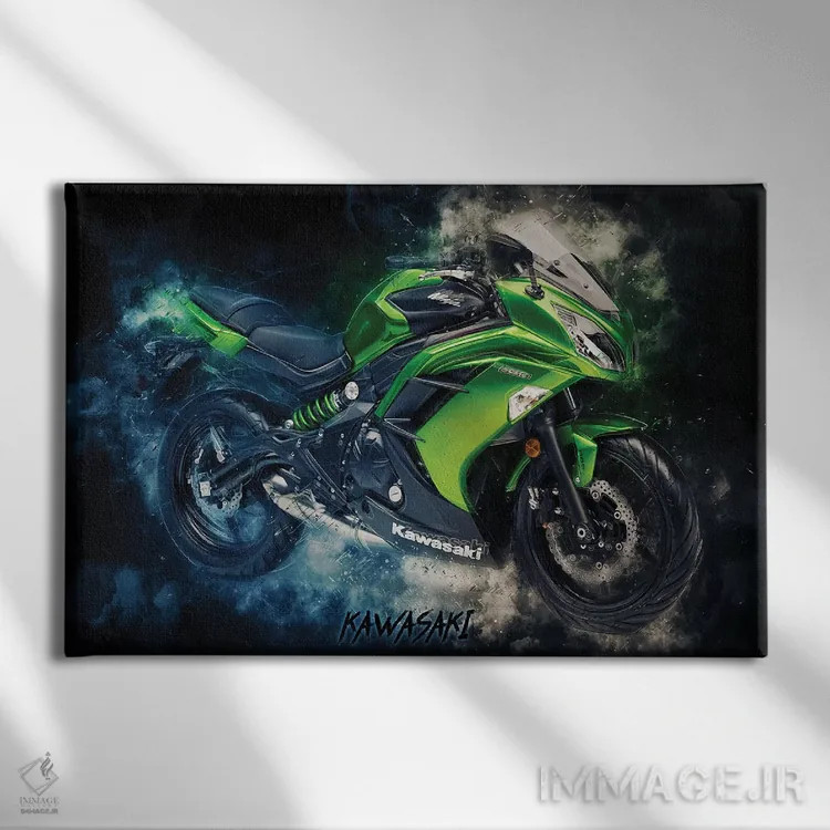 تابلو کاوازاکی نینجا سبز اثر دورو آرت (استودیو هنری) - نمای روبهرو روی دیوار