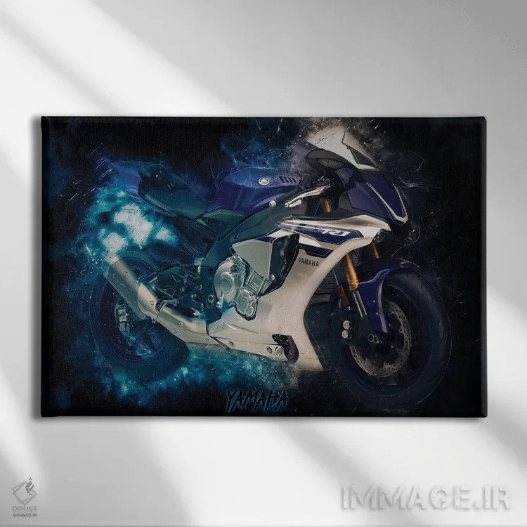 تابلو یاماها R1 (موتورسیکلت) اثر دورو آرت (استودیو هنری) - نمای روبهرو روی دیوار