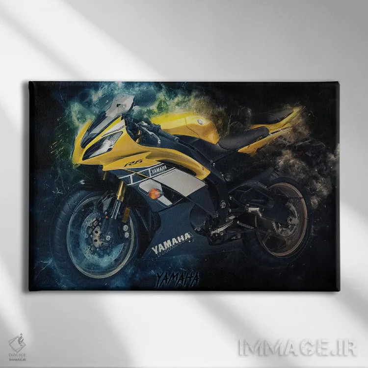 تابلو یاماها R6 (موتورسیکلت) اثر دورو آرت (استودیو هنری) - نمای روبهرو روی دیوار