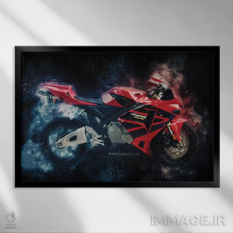 تابلو هوندا CBR (موتورسیکلت) اثر دورو آرت (استودیو هنری) - نمای قابدار مشکی