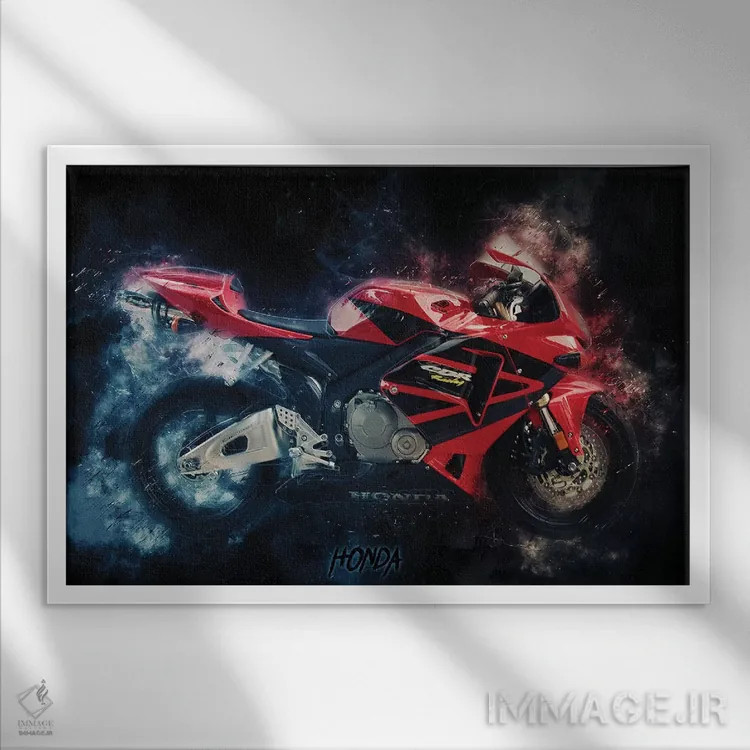 تابلو هوندا CBR (موتورسیکلت) اثر دورو آرت (استودیو هنری) - نمای قابدار سفید