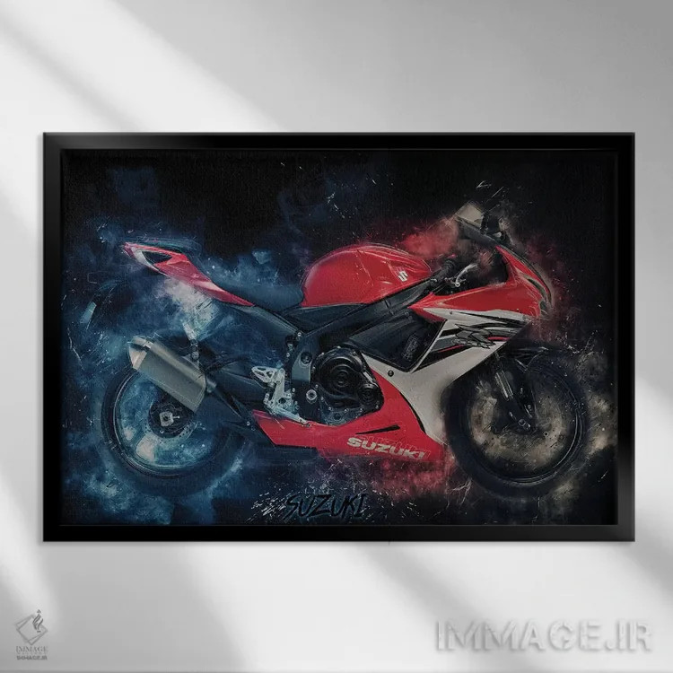 تابلو سوزوکی GSX قرمز (موتورسیکلت) اثر دورو آرت (استودیو هنری) - نمای قابدار مشکی