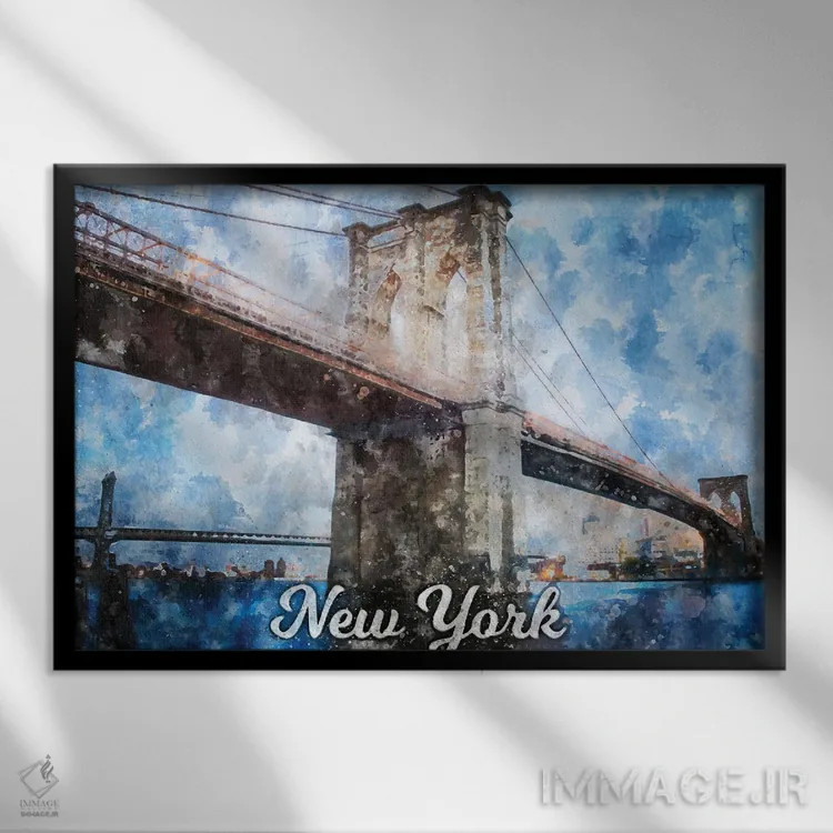 تابلو نیویورک اثر دورو آرت (استودیو هنری) - نمای قابدار مشکی