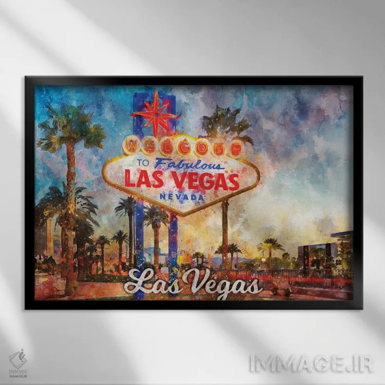 تابلو لاس وگاس اثر دورو آرت (استودیو هنری) - نمای قابدار مشکی