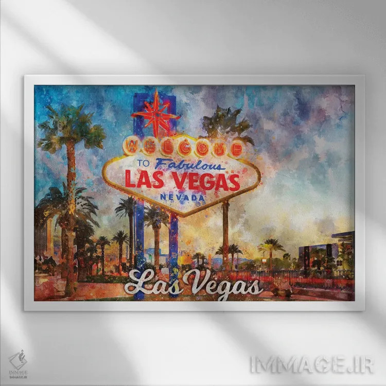 تابلو لاس وگاس اثر دورو آرت (استودیو هنری) - نمای قابدار سفید