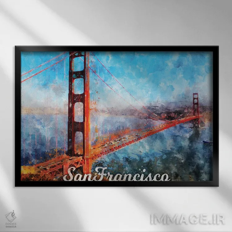 تابلو سان فرانسیسکو اثر دورو آرت (استودیو هنری) - نمای قابدار مشکی
