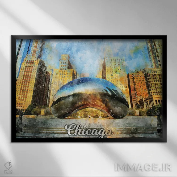 تابلو شیکاگو اثر دورو آرت (استودیو هنری) - نمای قابدار مشکی