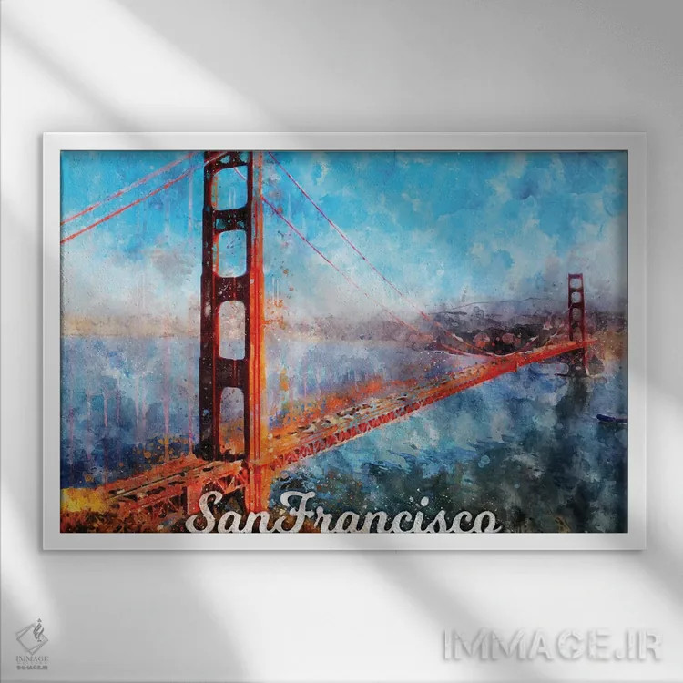 تابلو سان فرانسیسکو اثر دورو آرت (استودیو هنری) - نمای قابدار سفید