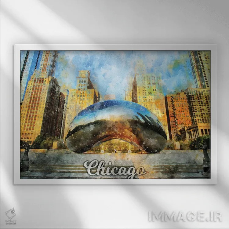 تابلو شیکاگو اثر دورو آرت (استودیو هنری) - نمای قابدار سفید