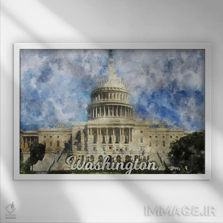 تابلو واشینگتن اثر دورو آرت (استودیو هنری) - نمای قابدار سفید
