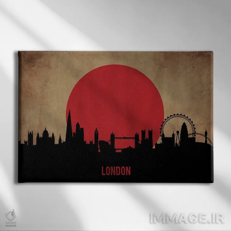 تابلو منظرهٔ شهری لندن (اسکایلاین) اثر دورو آرت (استودیو هنری) - نمای روبهرو روی دیوار