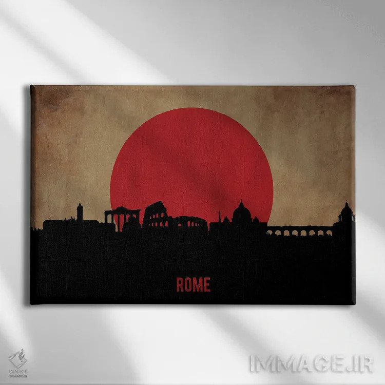 تابلو منظرهٔ شهری رم (اسکایلاین) اثر دورو آرت (استودیو هنری) - نمای روبهرو روی دیوار