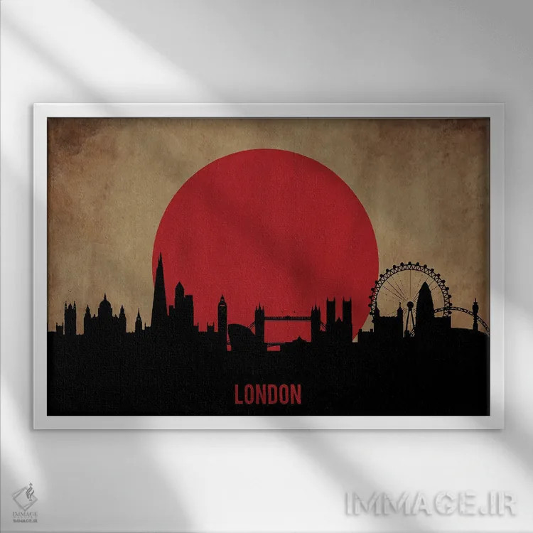 تابلو منظرهٔ شهری لندن (اسکایلاین) اثر دورو آرت (استودیو هنری) - نمای قابدار سفید